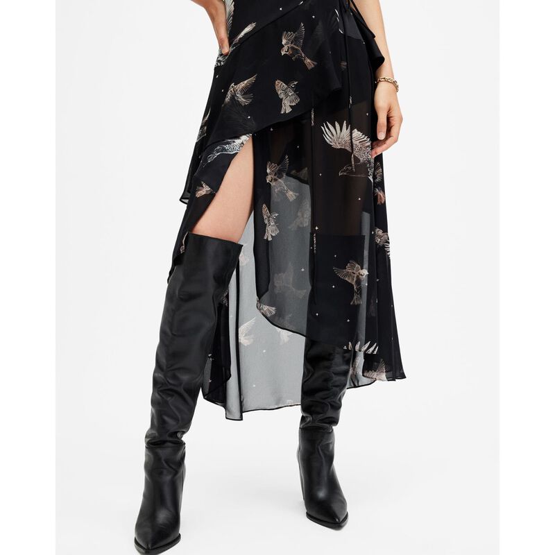 AllSaints Alana Printed Wrap Over Midi Dress image number 3